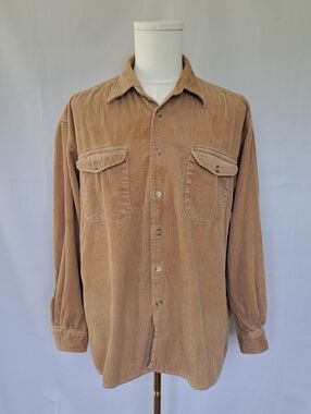 VTG Common Man Heavy Wale Camel Corduroy Button Down Shirt Gorpcore Workwear XL